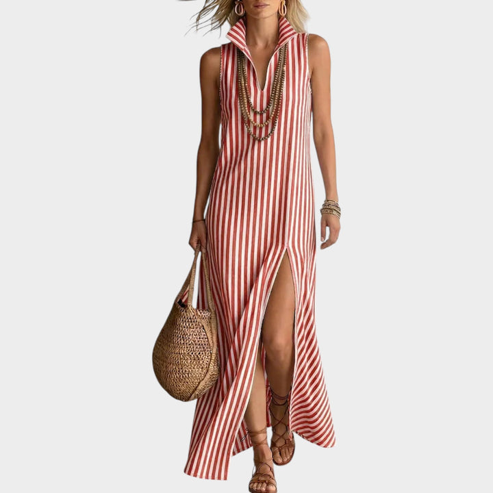 Striped Sleeveless Resort Maxi Dress