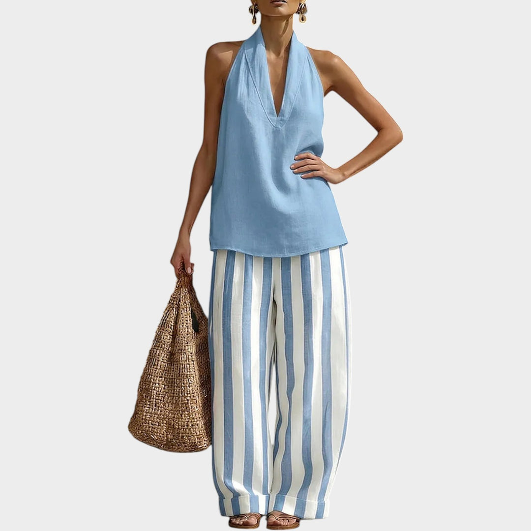 Striped Halter Two-Piece Set