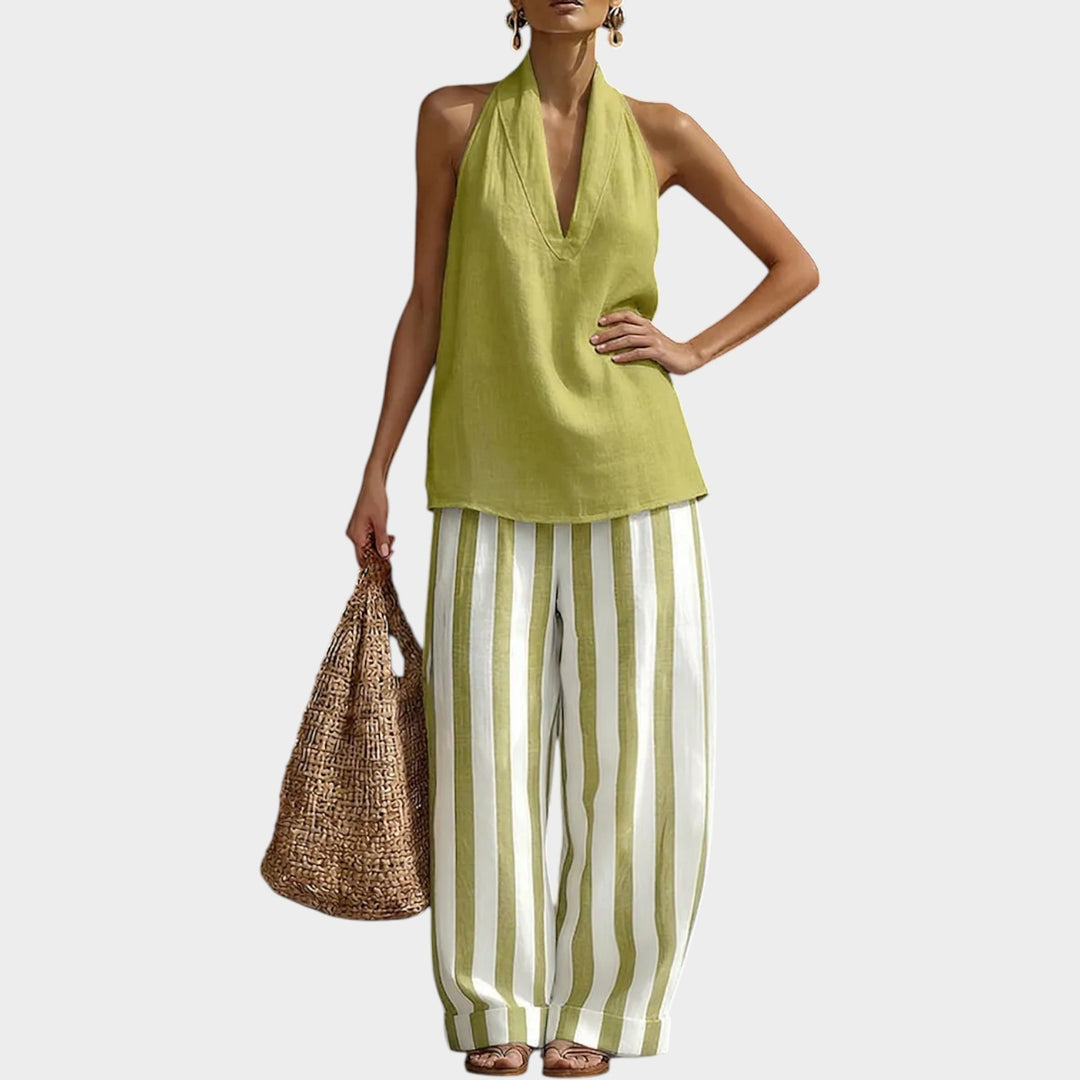 Striped Halter Two-Piece Set