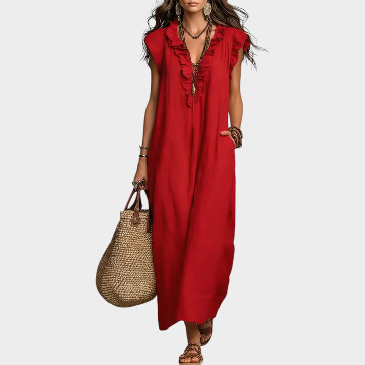 Ruffle Detail Relaxed Maxi Dress