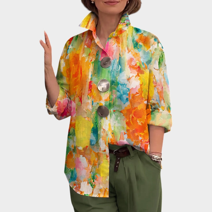 Watercolor Floral Statement Blouse