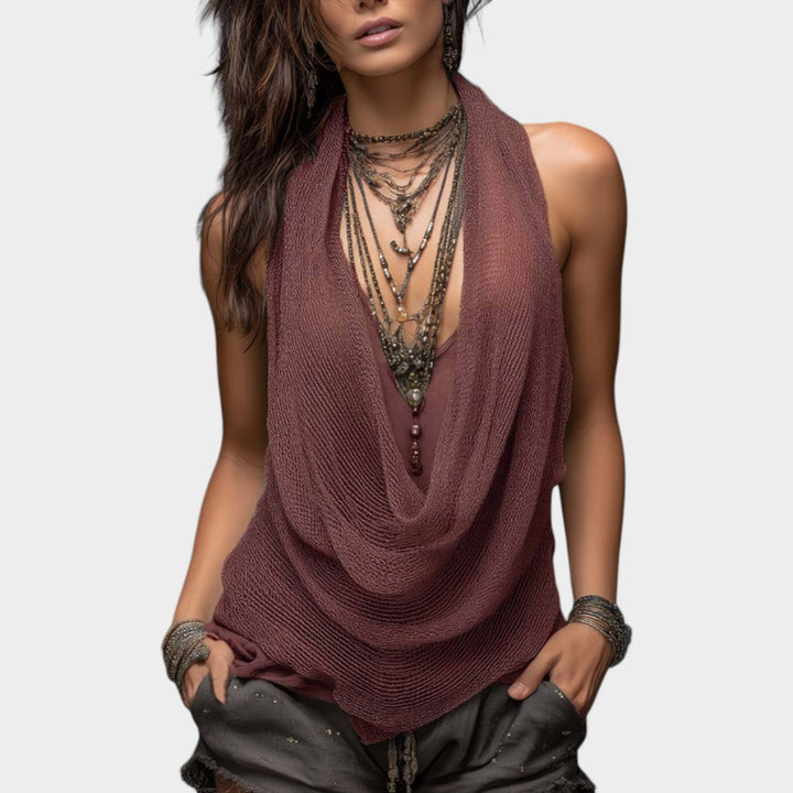 Draped Knit Halter Tank