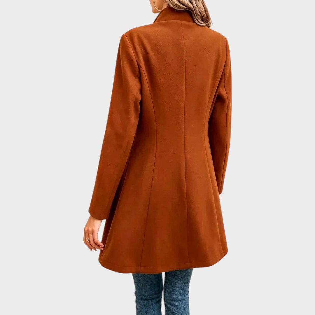 Women’s Wool Coat Retro Button Front Lapel Long Sleeve