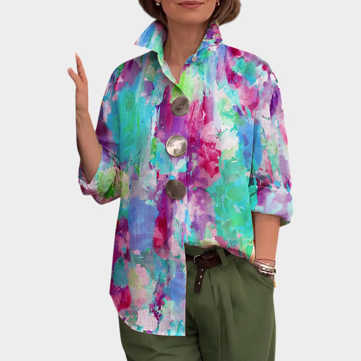 Watercolor Floral Statement Blouse