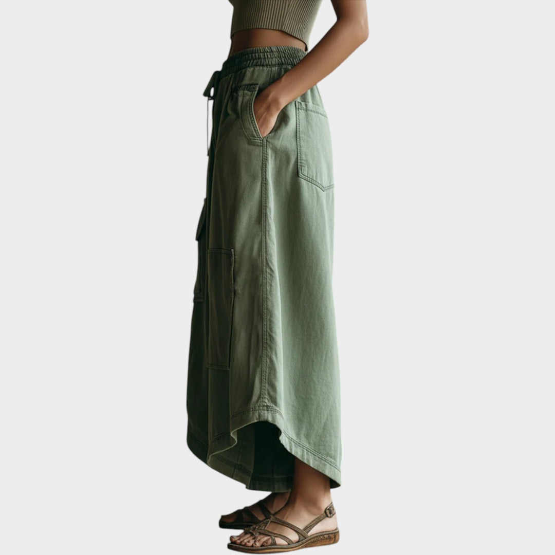 Wide-Leg Utility Denim Pants