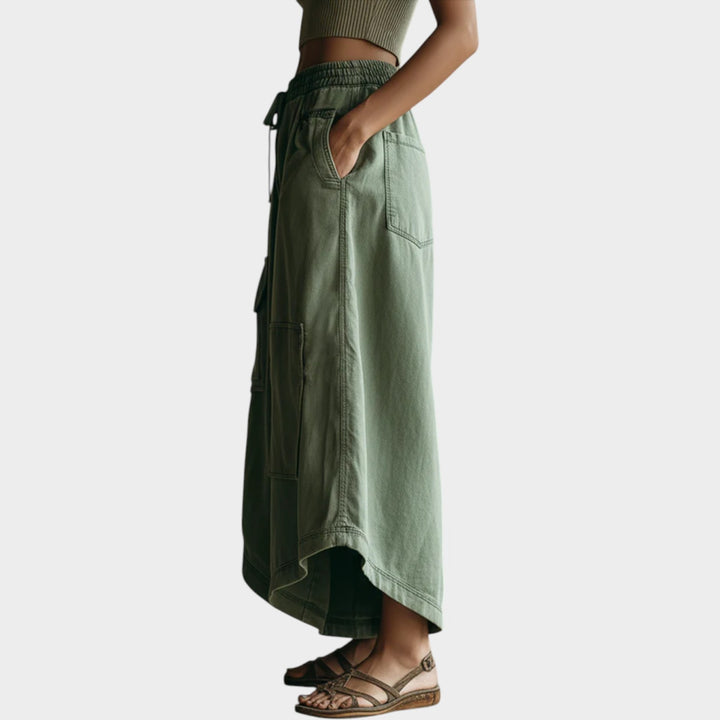 Wide-Leg Utility Denim Pants