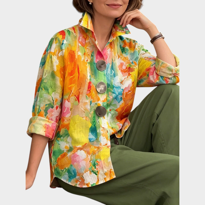 Watercolor Floral Statement Blouse