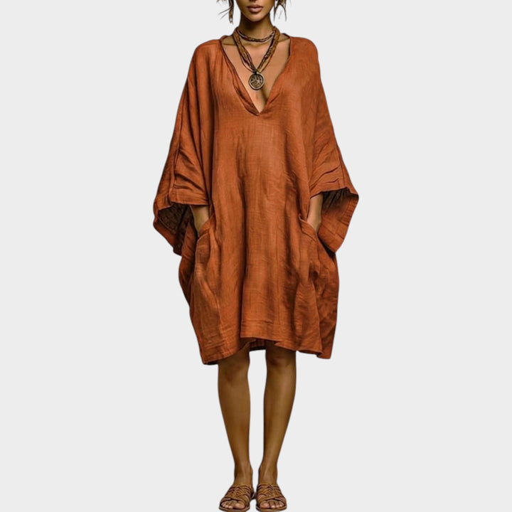 Oversized Linen-Feel Pocket Dress