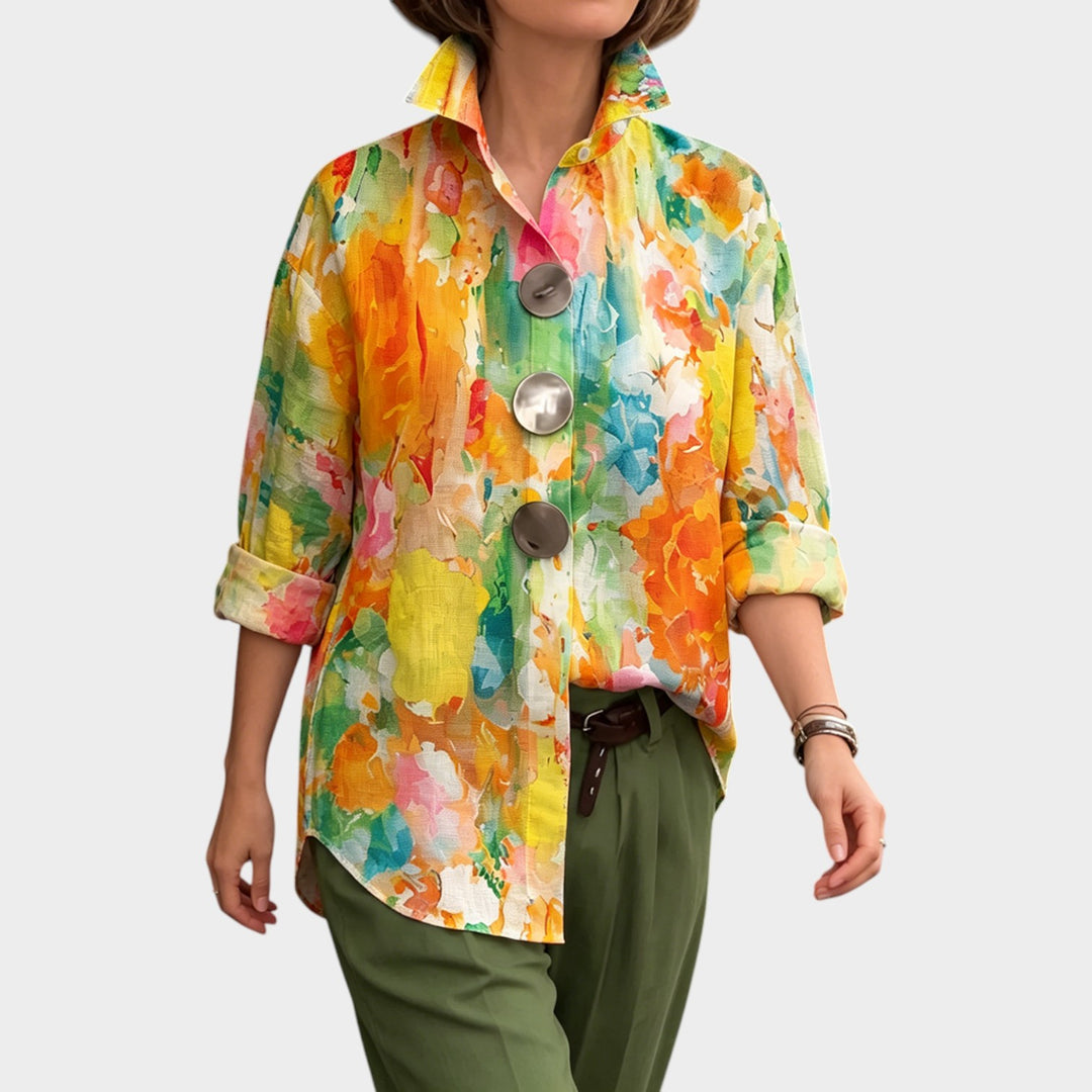 Watercolor Floral Statement Blouse