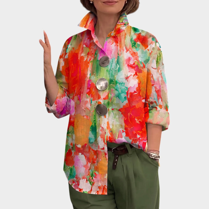 Watercolor Floral Statement Blouse