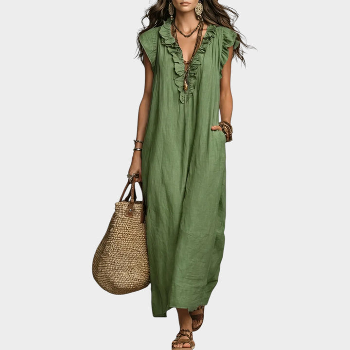 Ruffle Detail Relaxed Maxi Dress