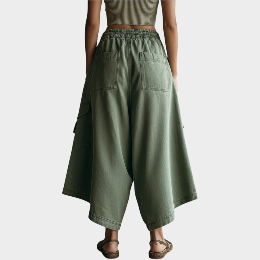 Wide-Leg Utility Denim Pants