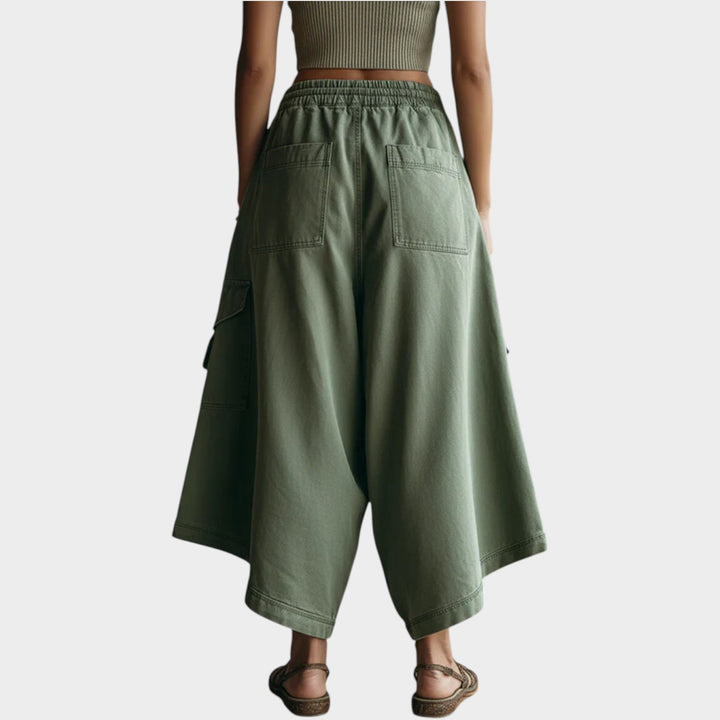 Wide-Leg Utility Denim Pants