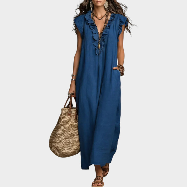 Ruffle Detail Relaxed Maxi Dress