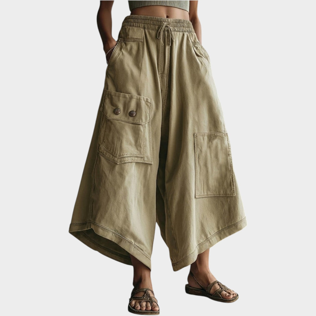 Wide-Leg Utility Denim Pants