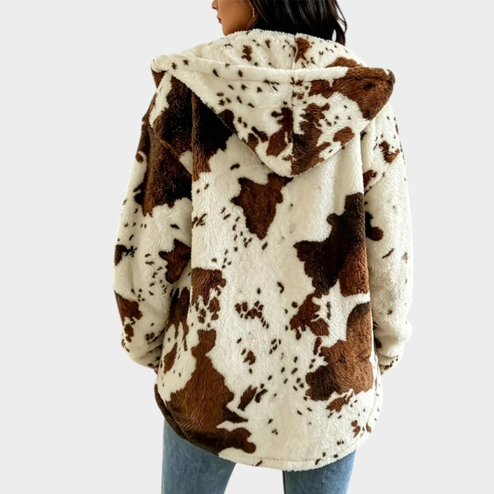 Women’s Fleece Jacket Cow Print Retro Style