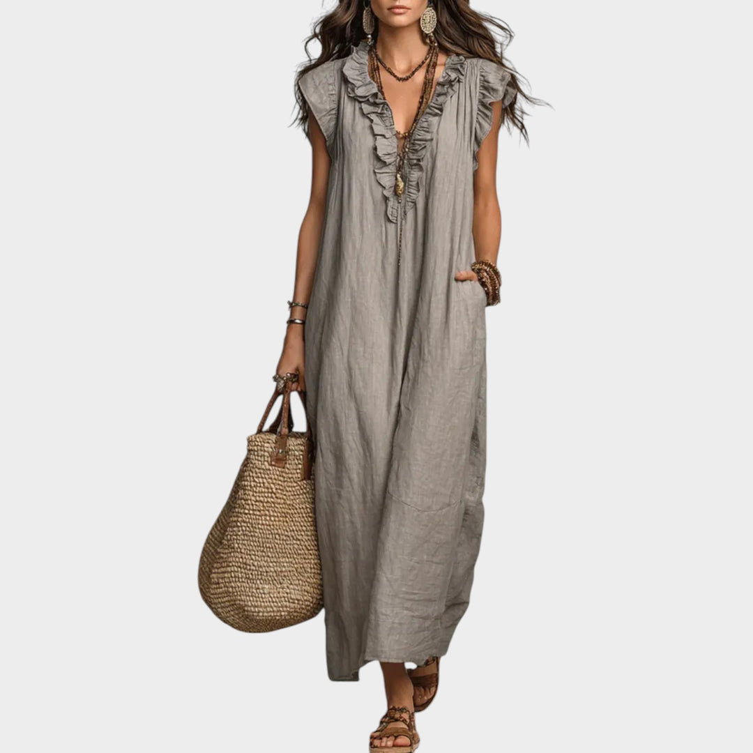 Ruffle Detail Relaxed Maxi Dress