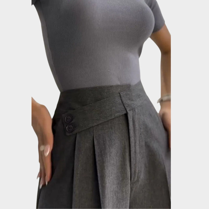 High-Waisted Tailored Wide-Leg Trousers