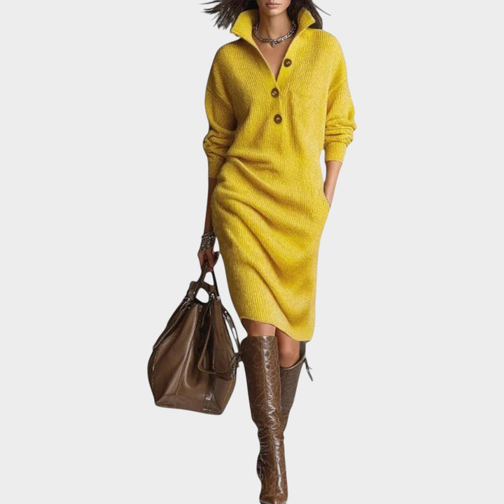 Classic Collar Knit Sweater Dress
