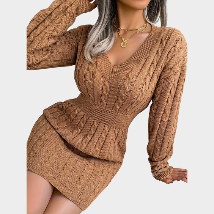 Textured Cable Knit Sweater Dress