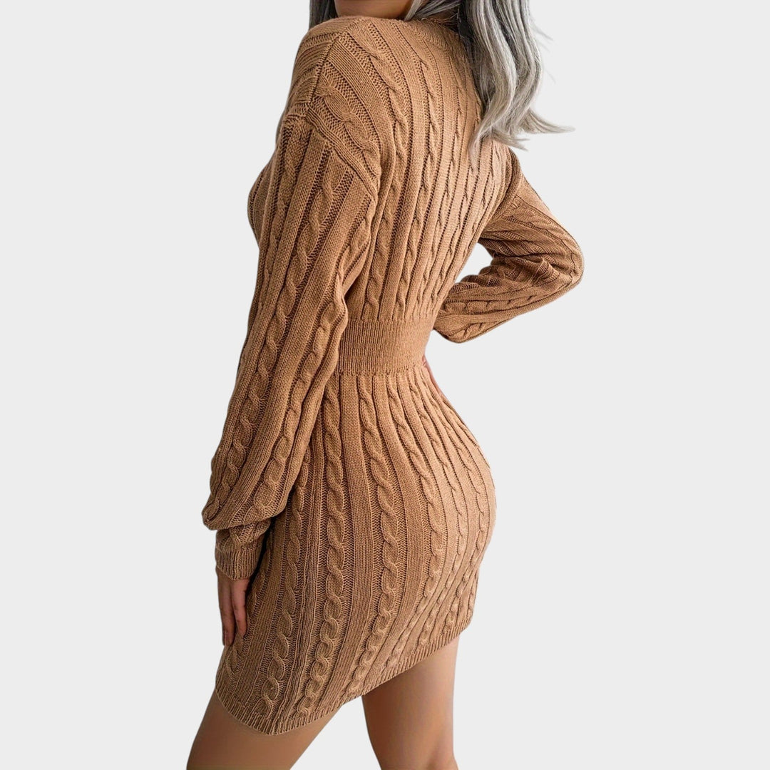 Textured Cable Knit Sweater Dress