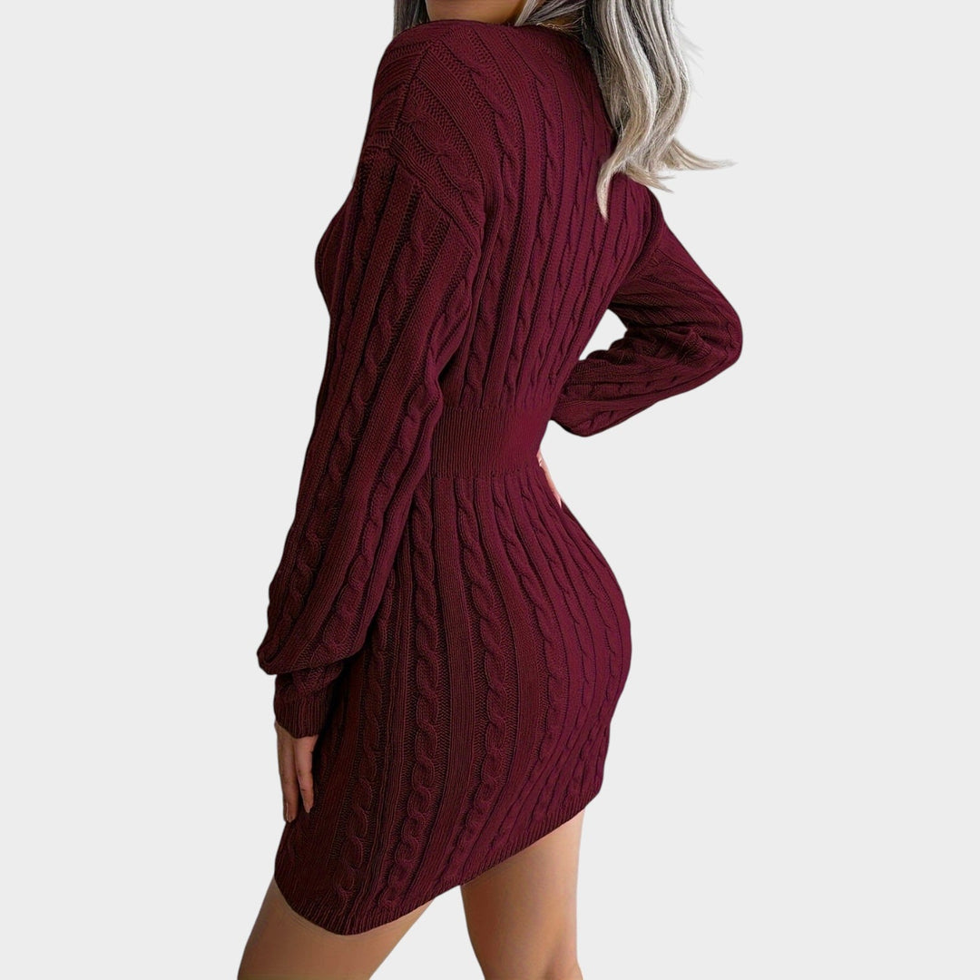 Textured Cable Knit Sweater Dress