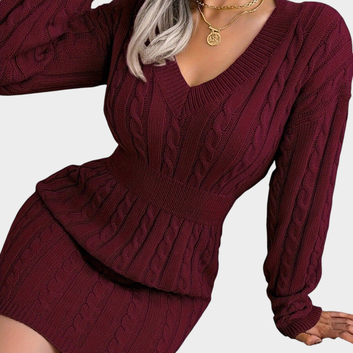 Textured Cable Knit Sweater Dress
