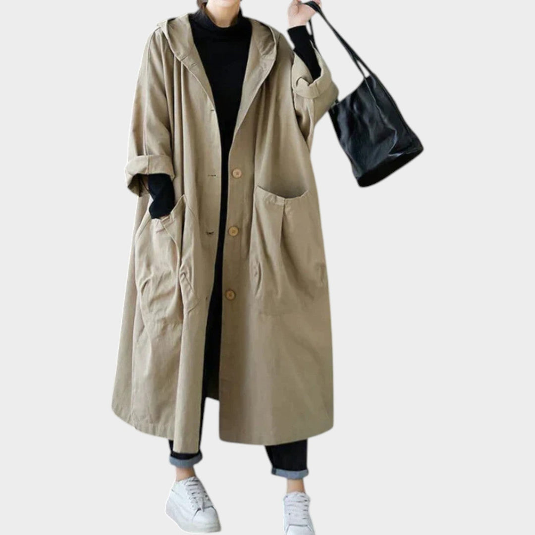 Women's Trench Coat Hooded Longline Oversized