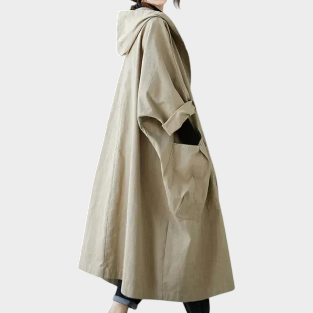Women's Trench Coat Hooded Longline Oversized