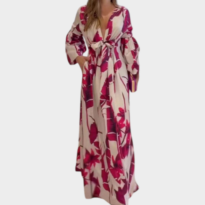 Floral Print Tie-Waist Maxi Dress