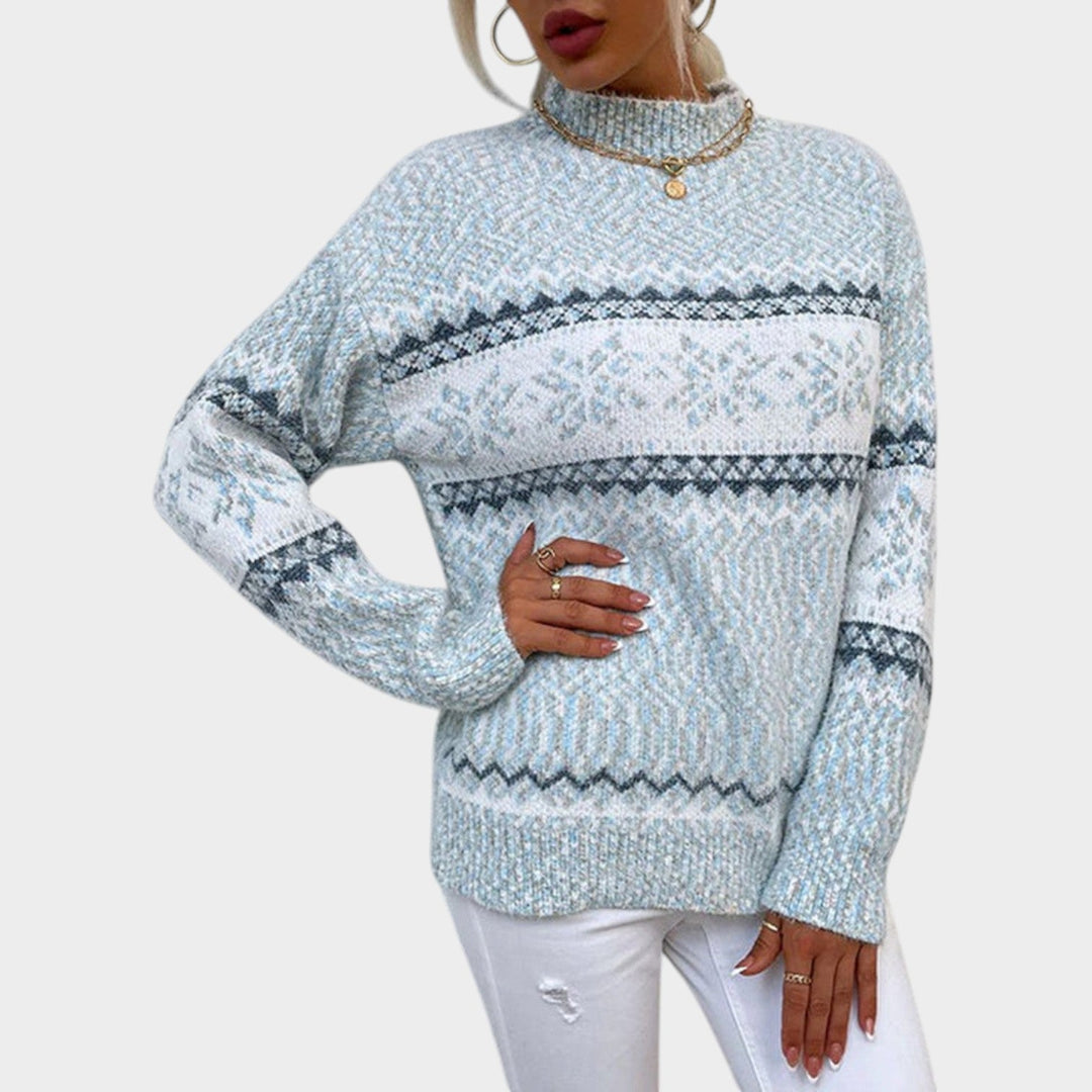 Women's Knit Fair Isle Sweater Winter Snowflake Comfortable Wear
