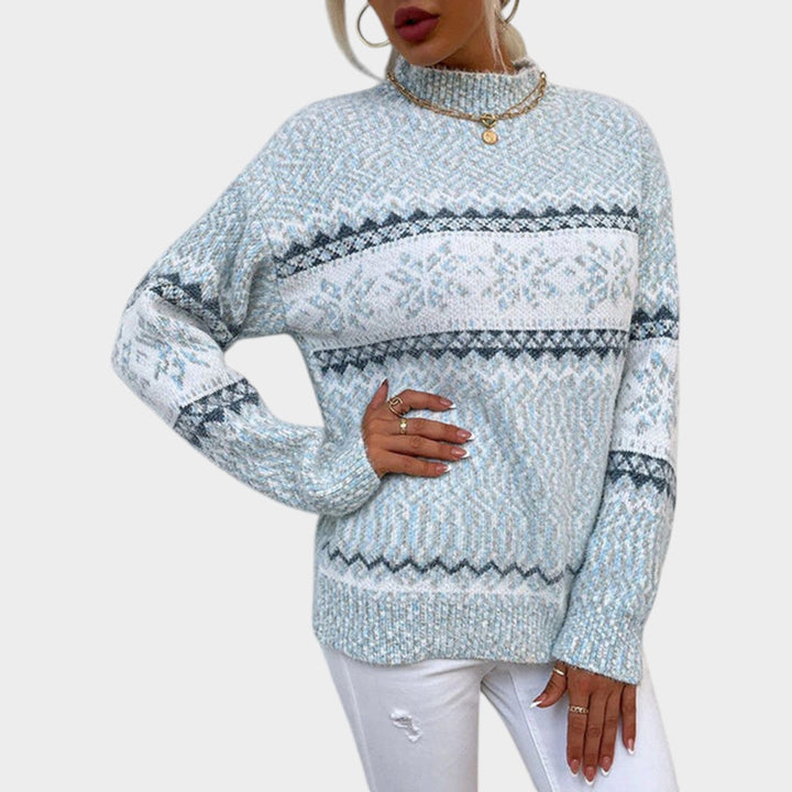Women's Knit Fair Isle Sweater Winter Snowflake Comfortable Wear