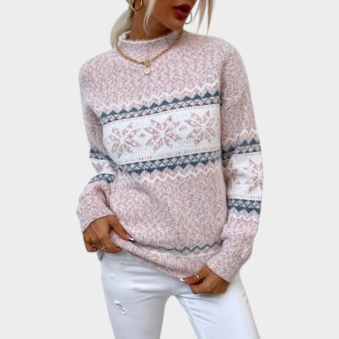 Women's Knit Fair Isle Sweater Winter Snowflake Comfortable Wear