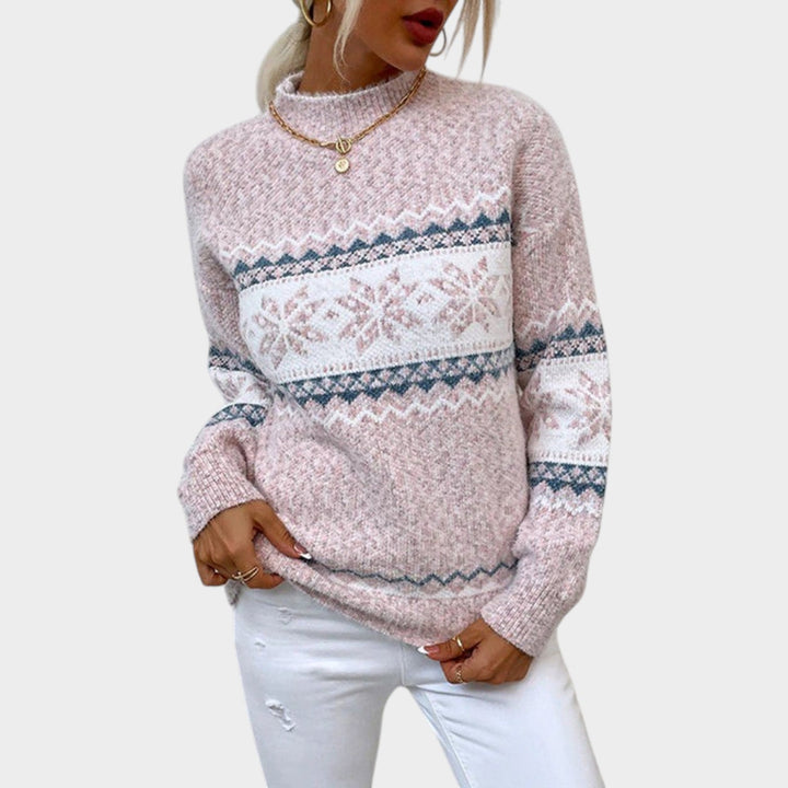 Women's Knit Fair Isle Sweater Winter Snowflake Comfortable Wear