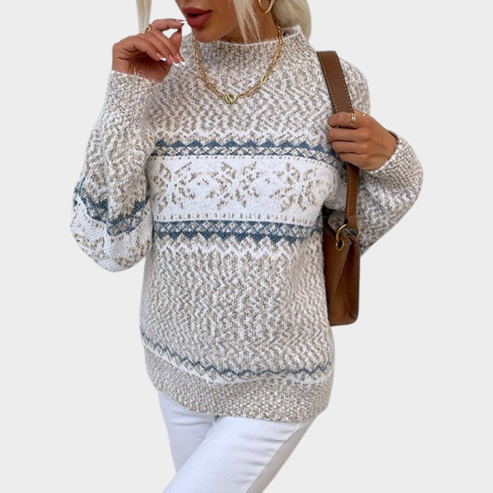 Women's Knit Fair Isle Sweater Winter Snowflake Comfortable Wear