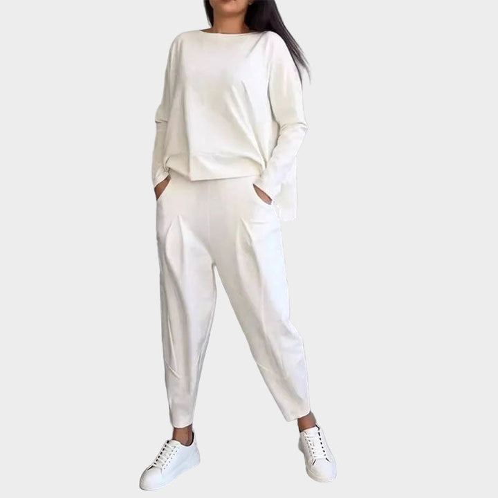 Blouse and Trousers Set with Airy Elegance