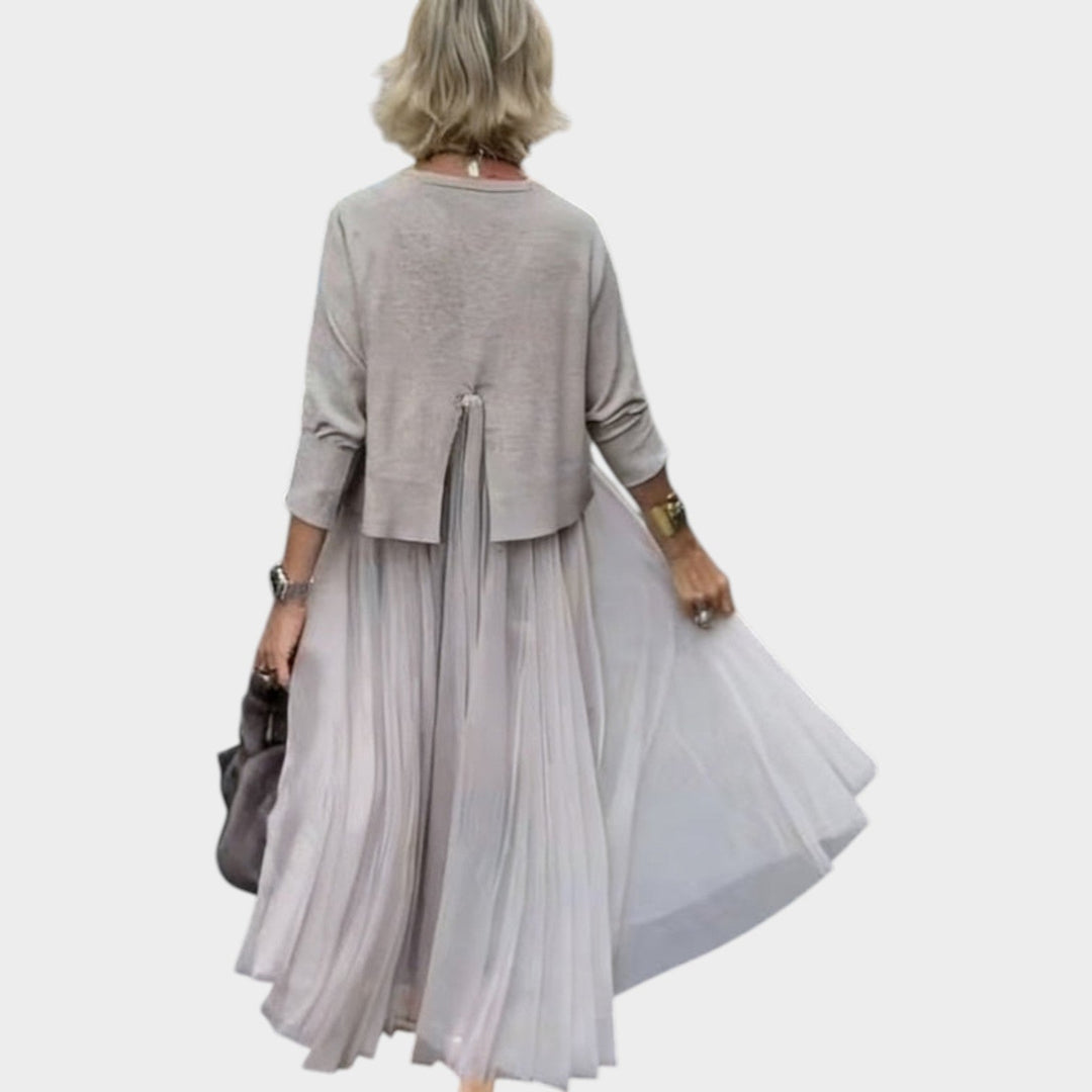 Elegant Layered Tulle Midi Dress Set