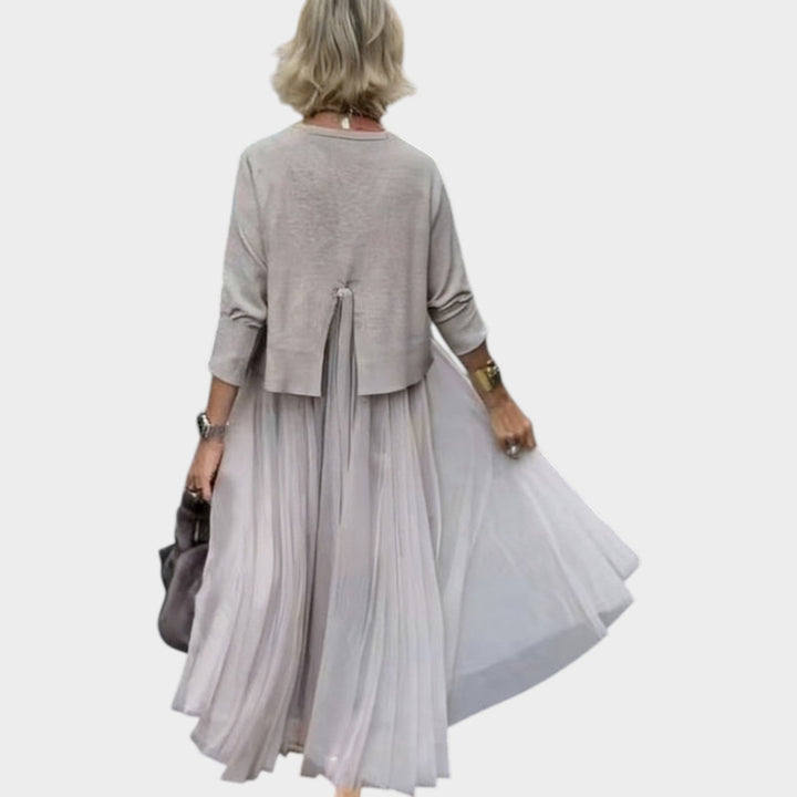 Elegant Layered Tulle Midi Dress Set
