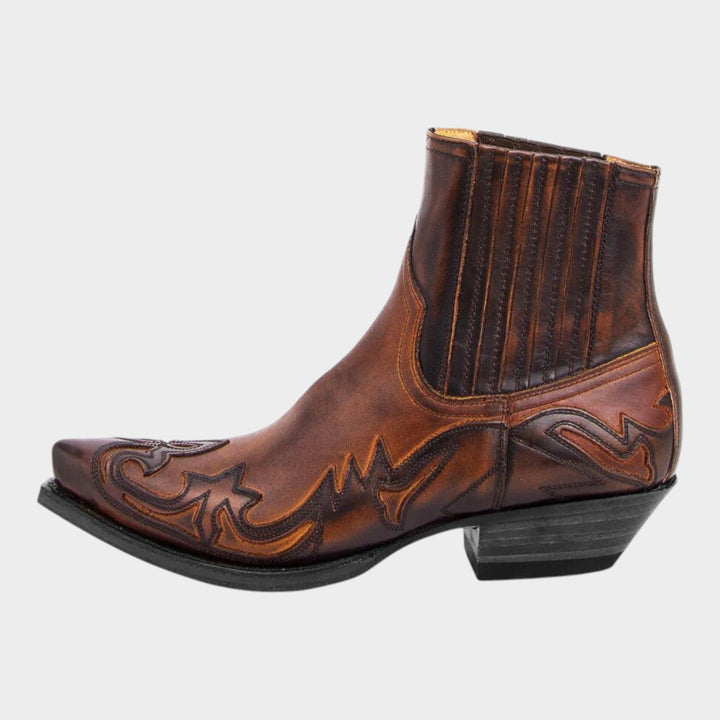 Leather Western Cowboy Ankle Boots