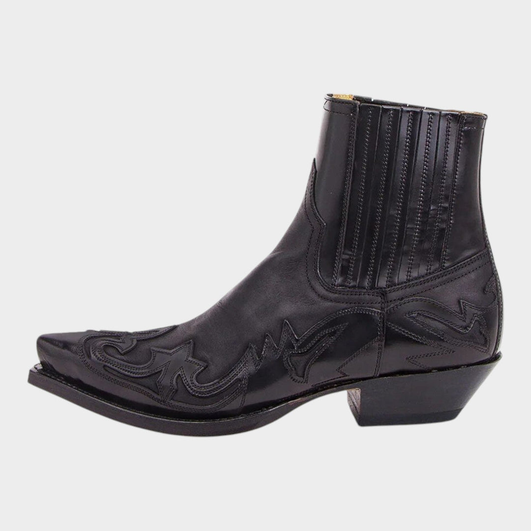 Leather Western Cowboy Ankle Boots