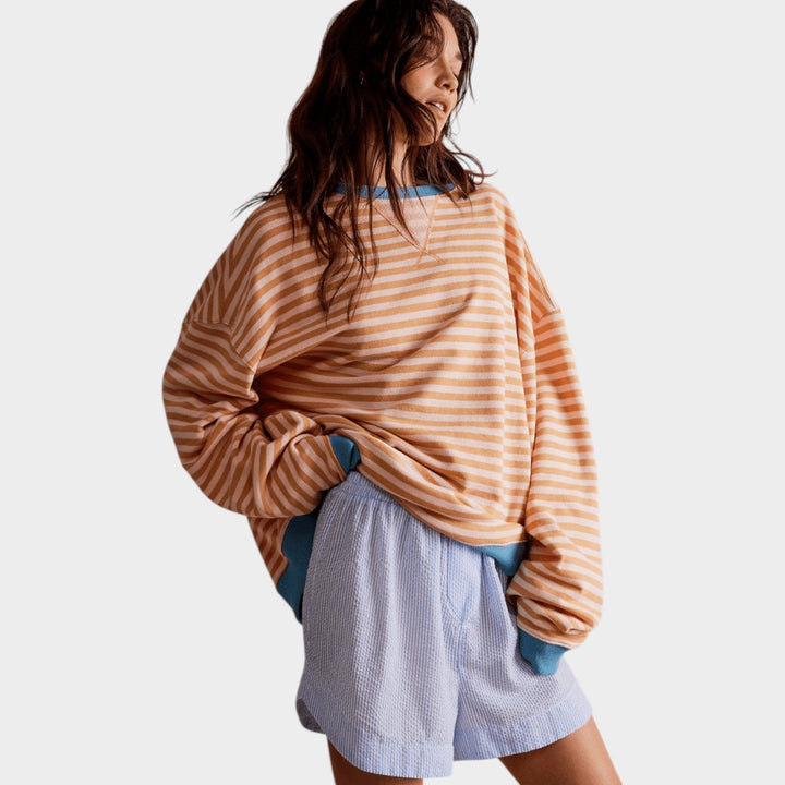Women’s Sweater Striped Casual Crew Neck Oversized Fit