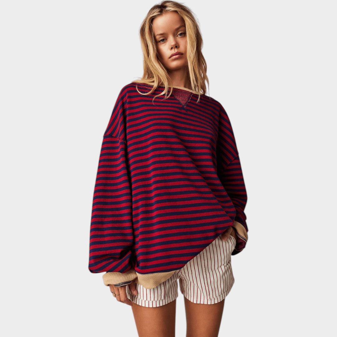 Women’s Sweater Striped Casual Crew Neck Oversized Fit