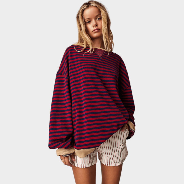 Women’s Sweater Striped Casual Crew Neck Oversized Fit