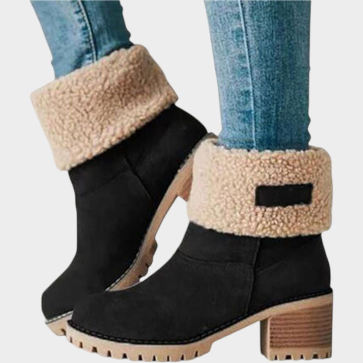 Women's Ankle Boots Sherpa Lined Chunky Block Heel