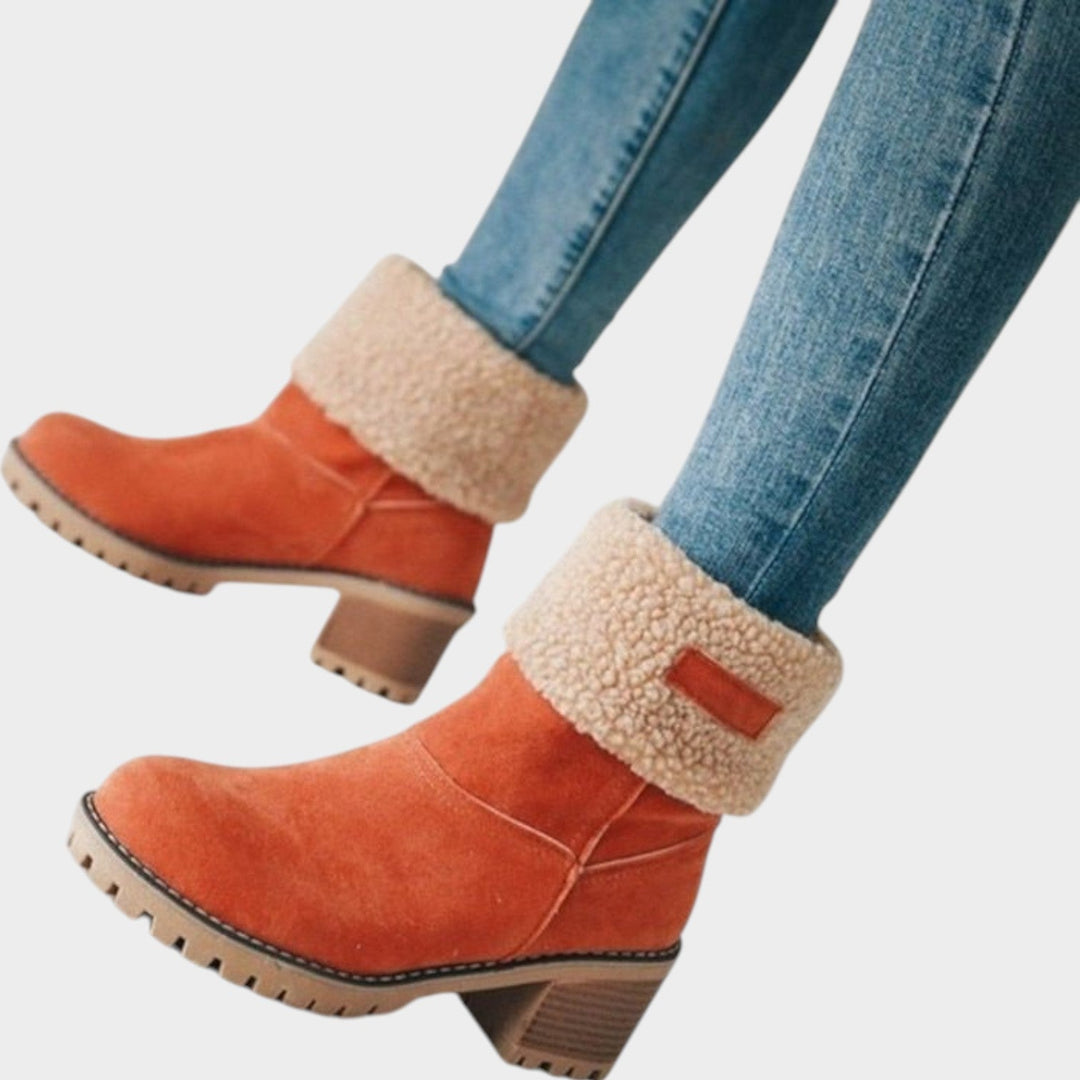 Women's Ankle Boots Sherpa Lined Chunky Block Heel