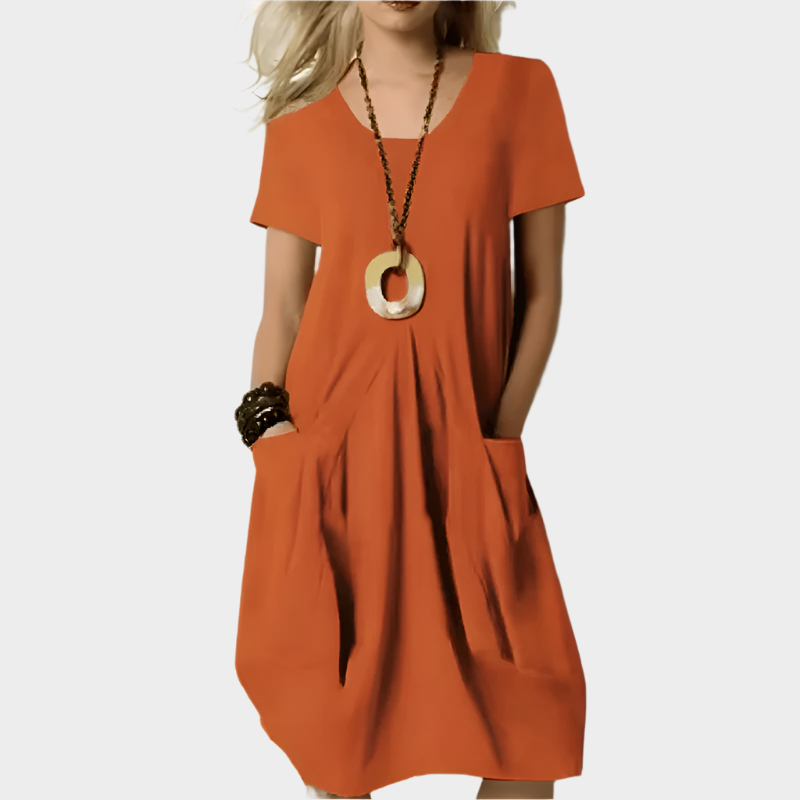 Elegant Dress that Highlights the Waist with Comfortable Sophistication