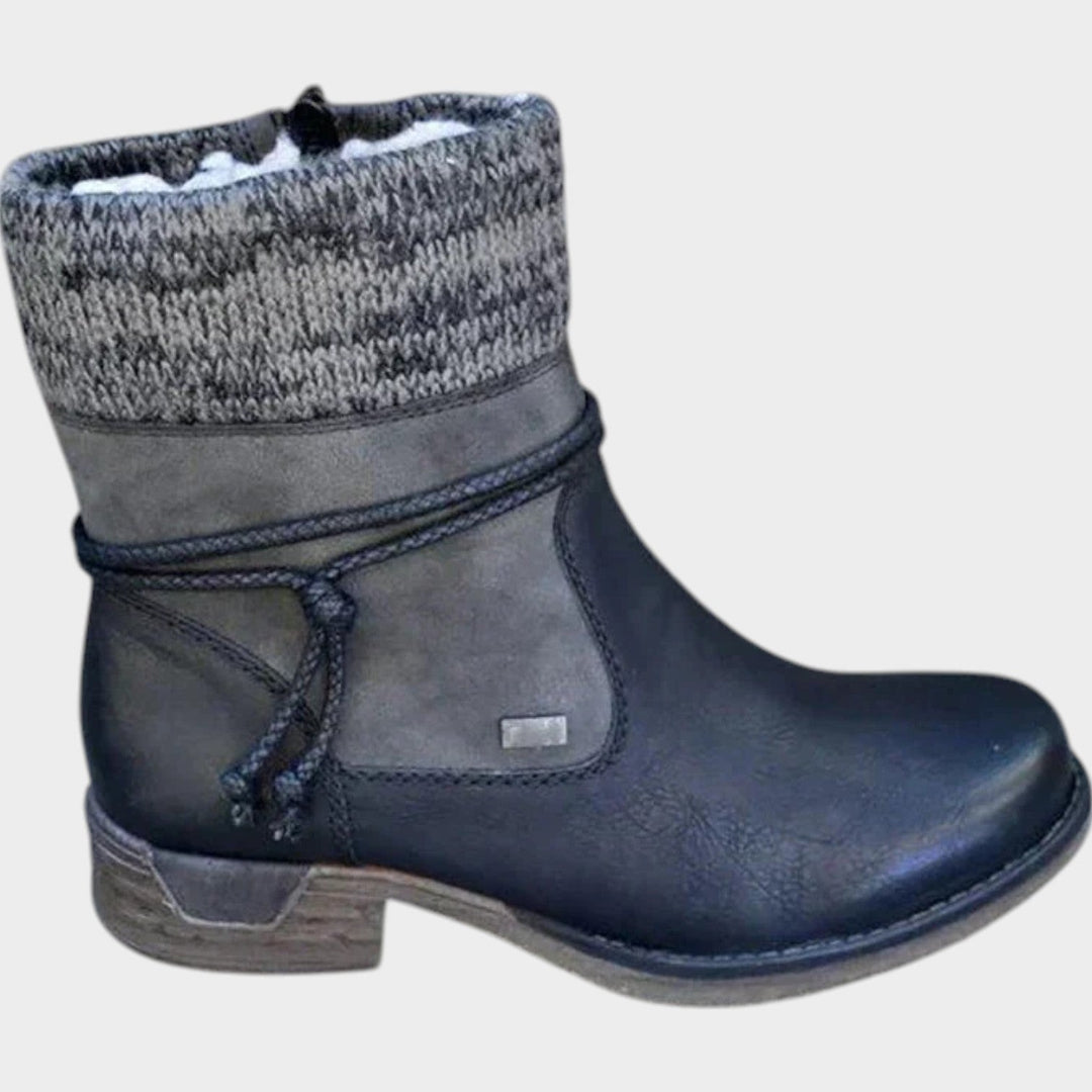 Women’s Ankle Boots Knitted Cuff Lace Up