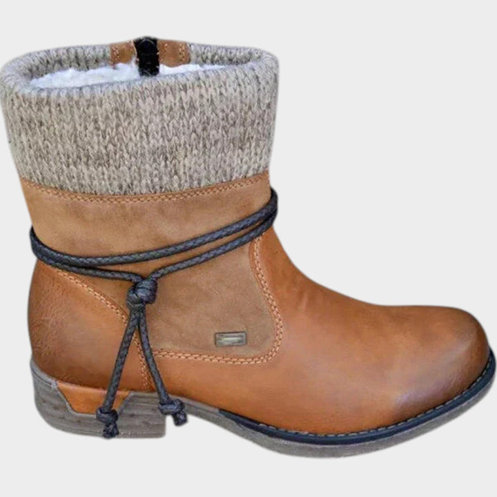 Women’s Ankle Boots Knitted Cuff Lace Up