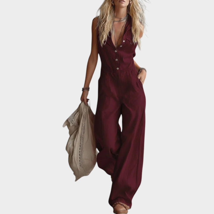Chic Button-Front Wide-Leg Jumpsuit
