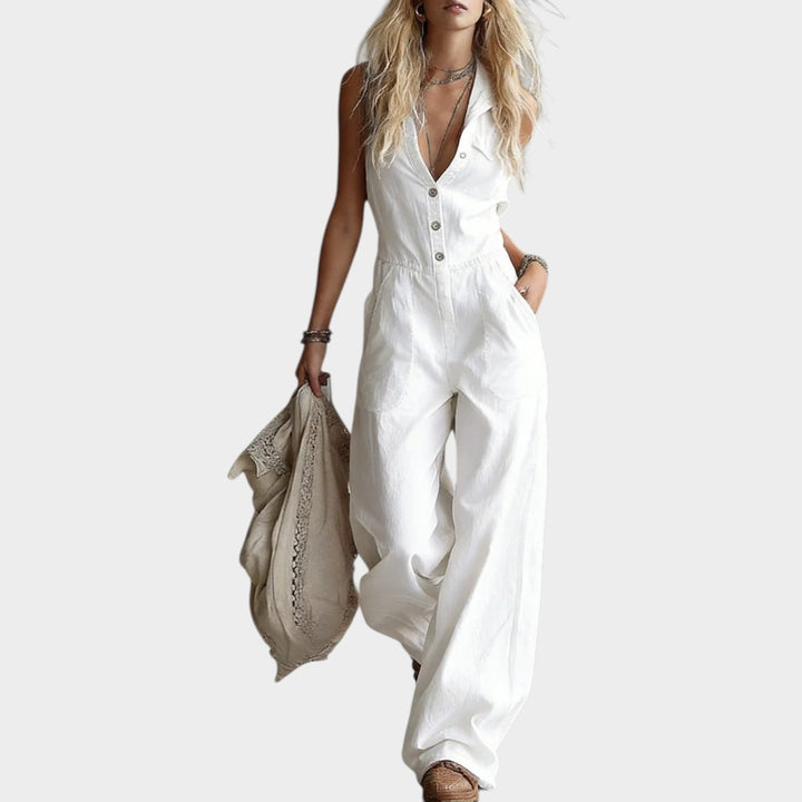 Chic Button-Front Wide-Leg Jumpsuit